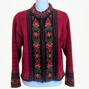 Icelandic Design Zip Front Vintage Sweater Size M